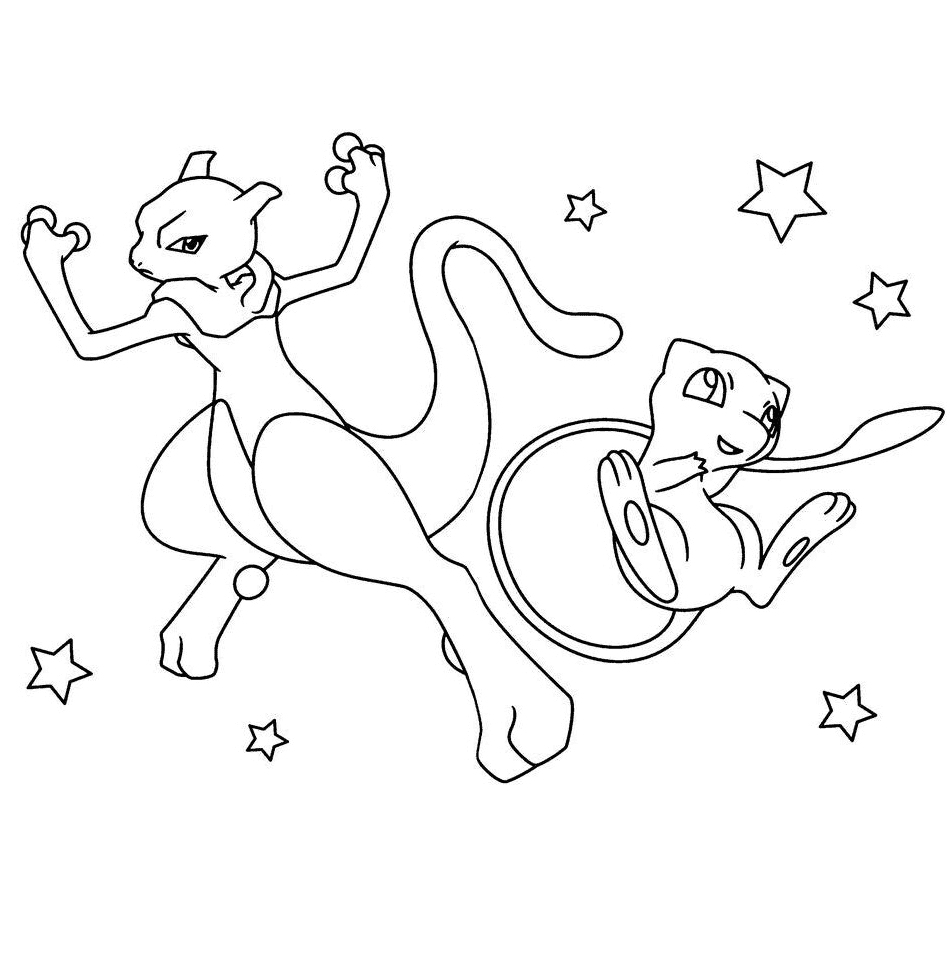 Mew And Mewtwo Pokemon Coloring Page