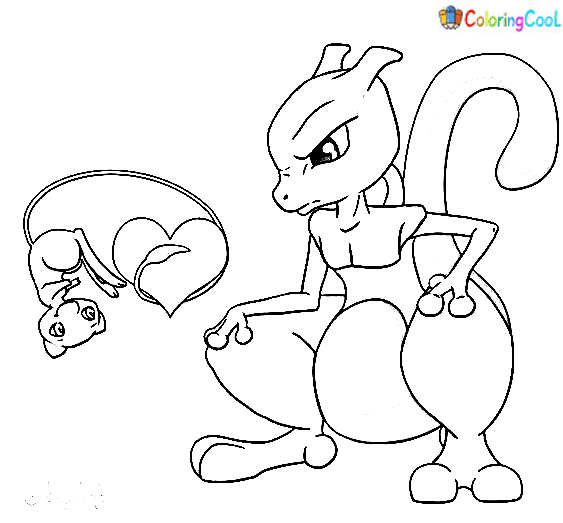 Mew Loves Mewtwo Coloring Page