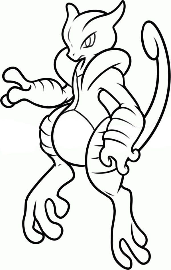 Mewtwo Cool Image For Kids Coloring Page
