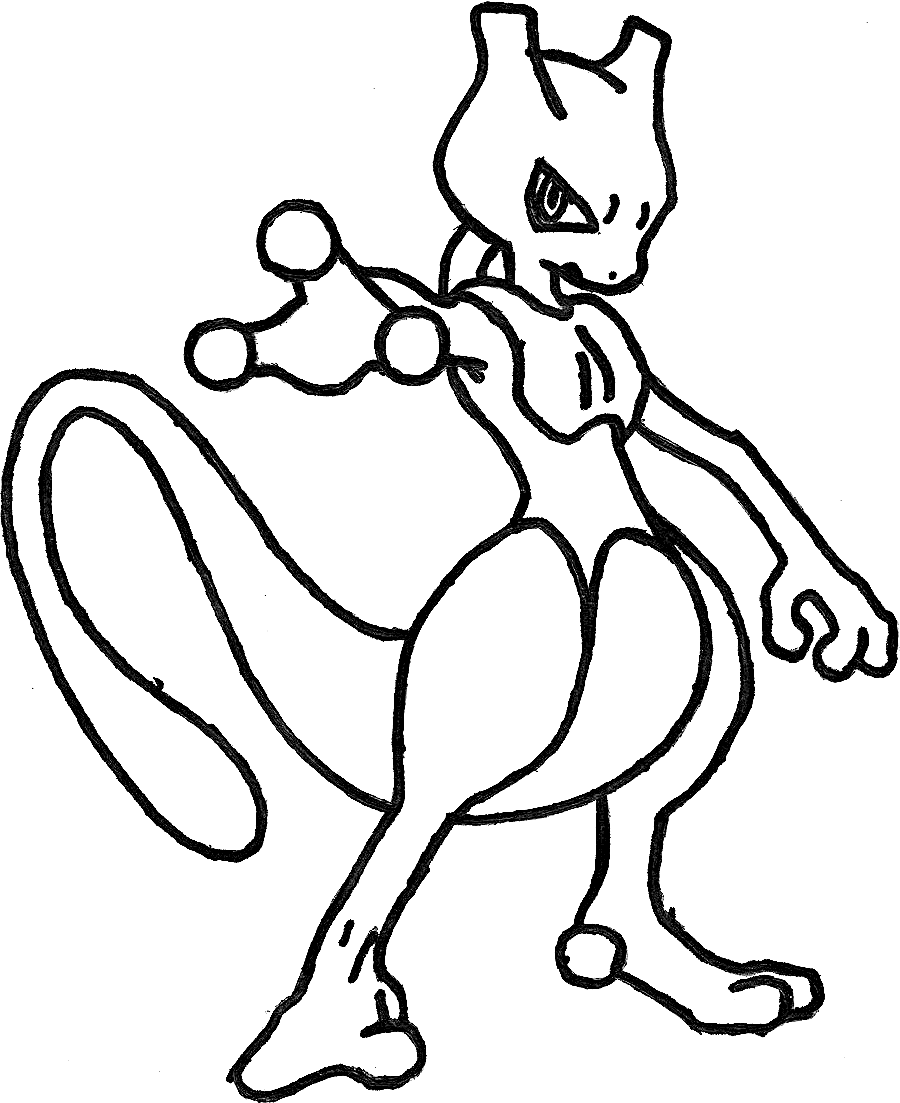 Mewtwo Cute Image Coloring Page