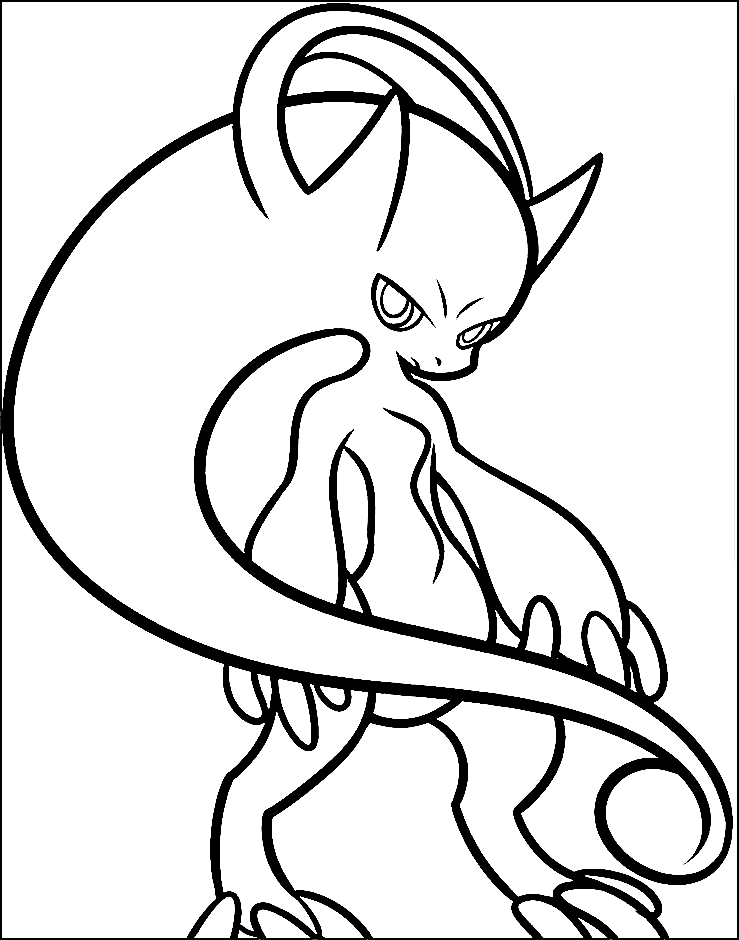 Mewtwo Cute Picture For Kids Coloring Page
