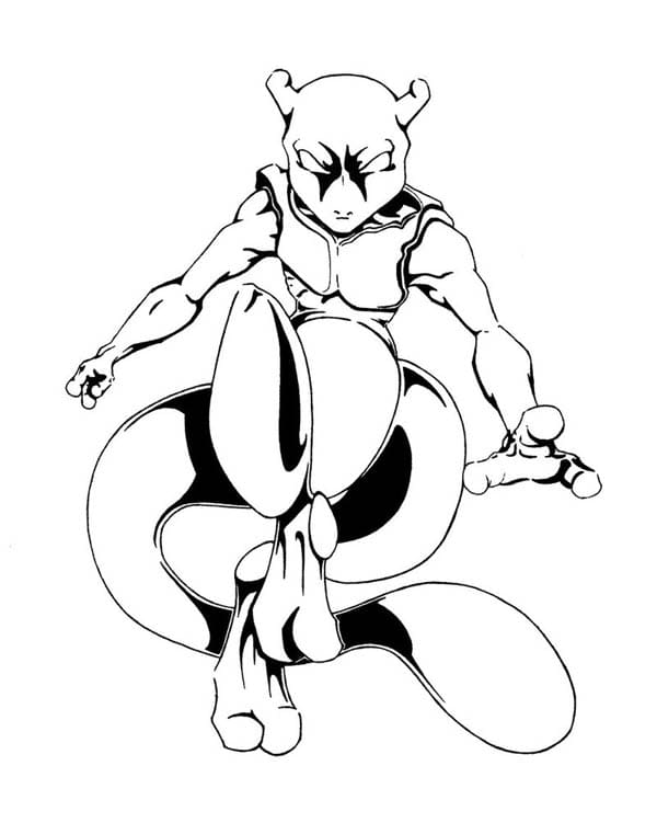 Mewtwo Cute Picture Coloring Page