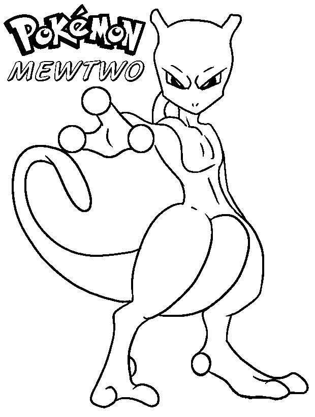 Mewtwo For Children Coloring Page