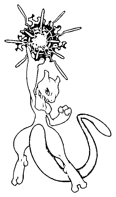 Mewtwo Funny Coloring Page