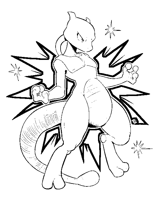 Mewtwo Pokemon Image For Kids Coloring Page
