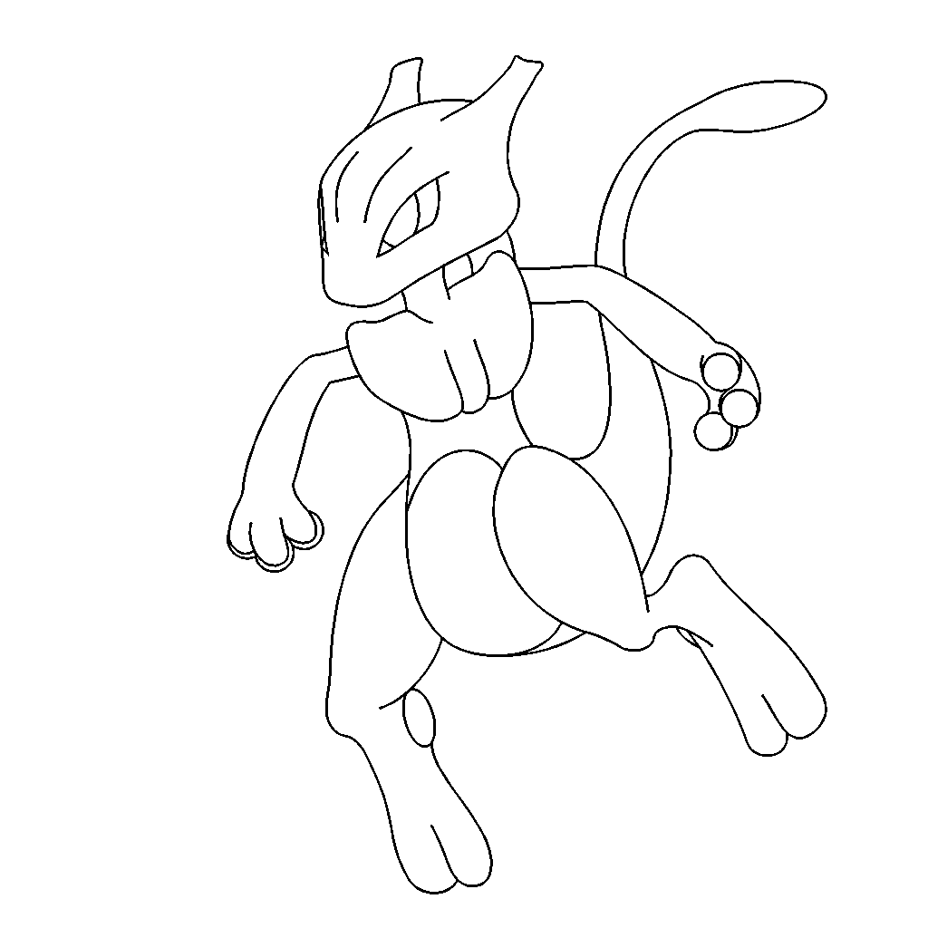 Mewtwo Sweet Image Kids Coloring Page