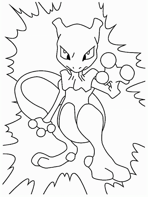 Mewtwo With Electricity Coloring Page