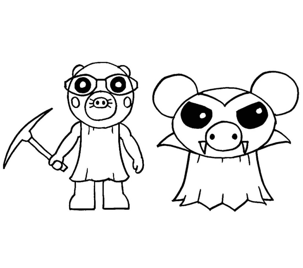 Mimi And Vampire Piggy Coloring Page