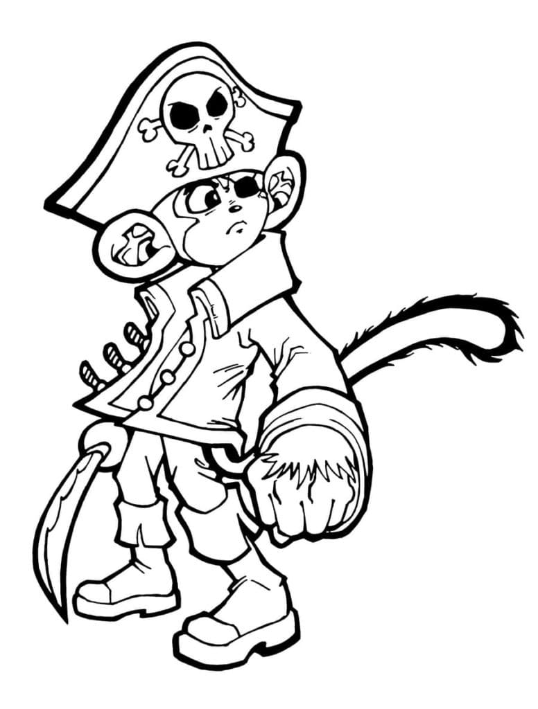 Monkey With A Saber Coloring Page