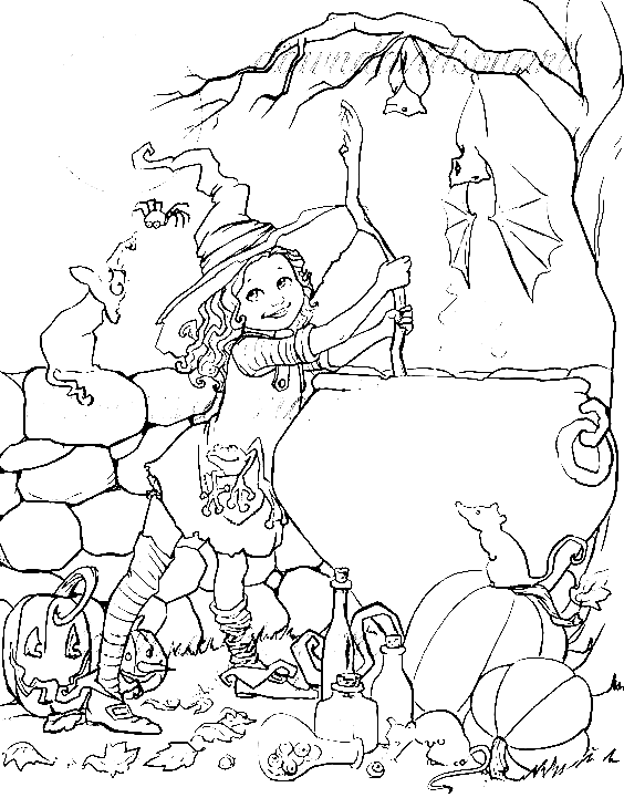 Moonlight Magic Halloween For Kids Coloring Page