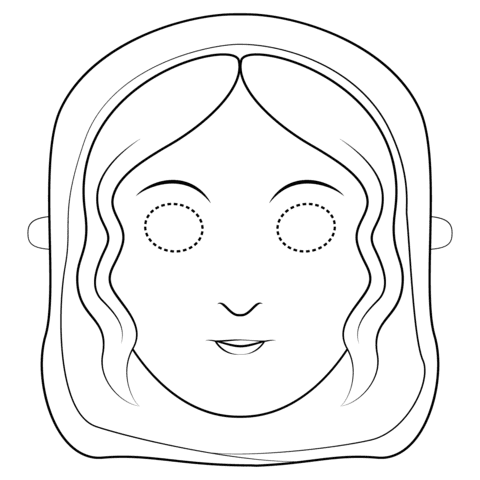 Mother Mary Mask Image For Kids Coloring Page