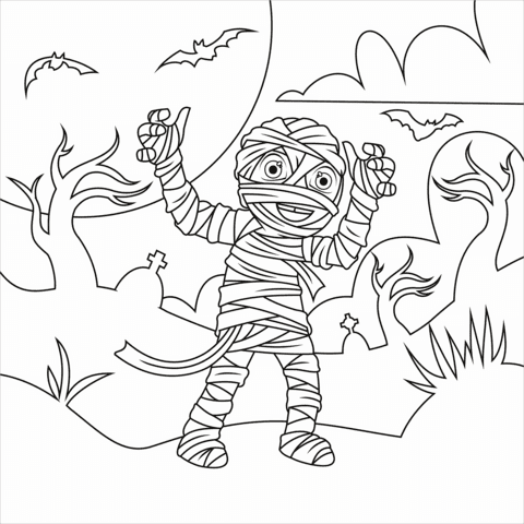 Mummy Image For Kids Coloring Page