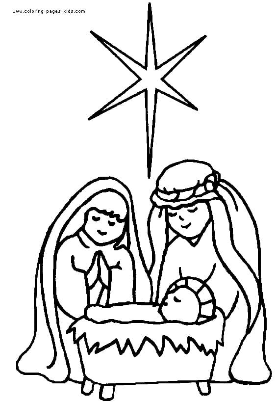 Nativity For Children Coloring Page