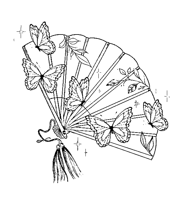 Paper Fan Image Coloring Page