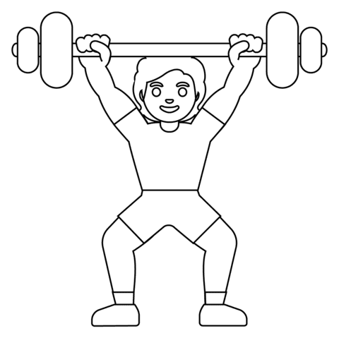 Person Lifting Weights Emoji Image Coloring Page