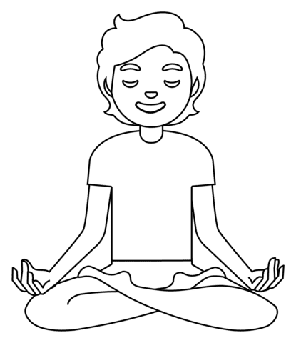 Person In Lotus Position Emoji Image For Kids Coloring Page