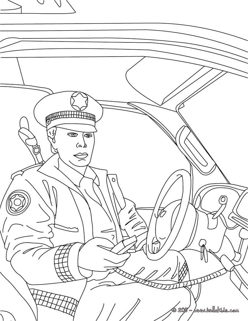 Police Car In The Station Image Coloring Page