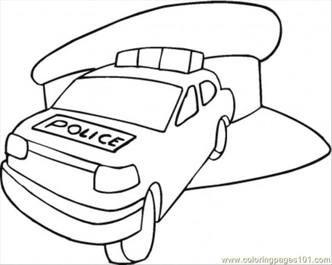 Police Car In The Station Coloring Page