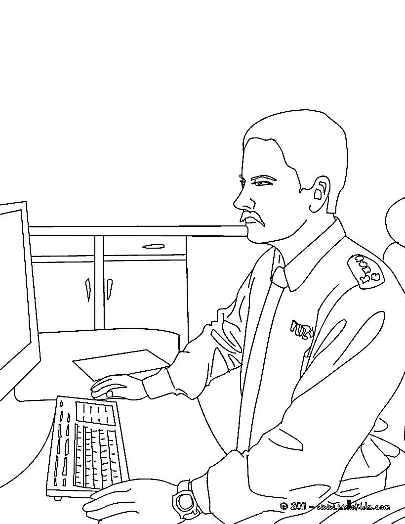 Police Station Cute Image Coloring Page