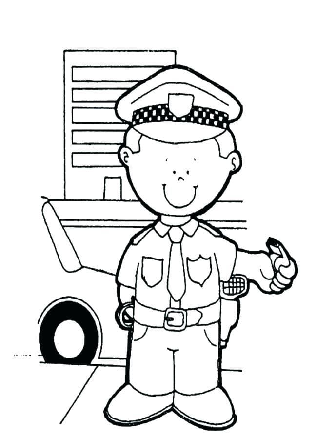 Police Station Drawing Coloring Page