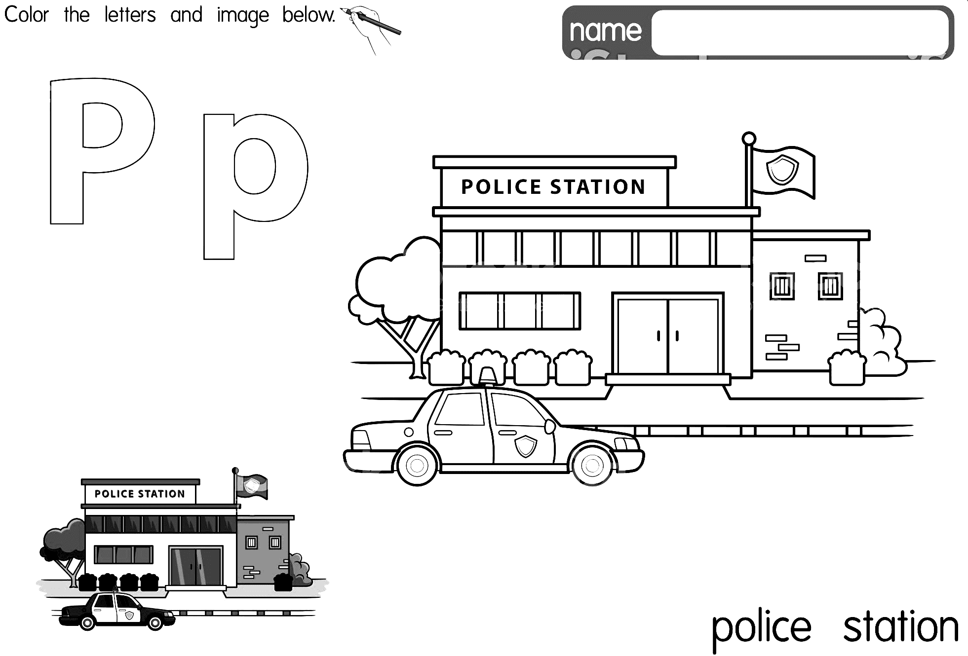 Police Station Image Coloring Page