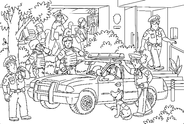Police Station Picture For Kids Coloring Page