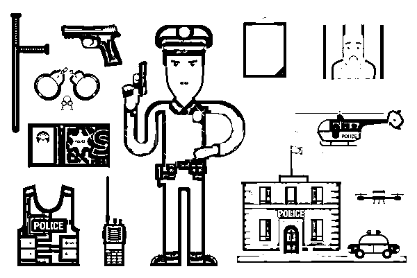 Police Station Picture Printable Coloring Page