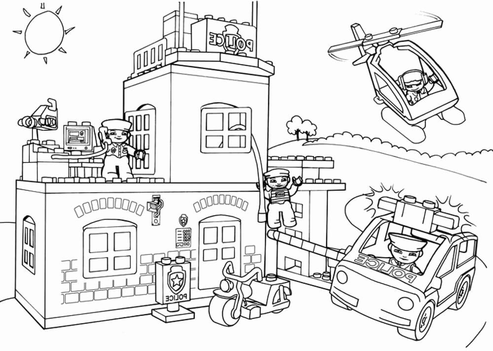 Police Station Printable Image Coloring Page