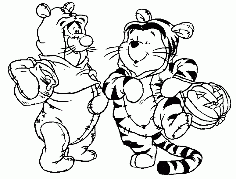 Pooh Halloween Image For Children Coloring Page
