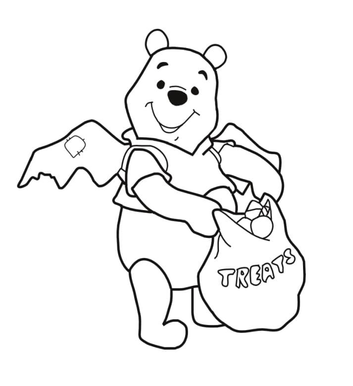 Pooh Halloween Image For Kids Coloring Page