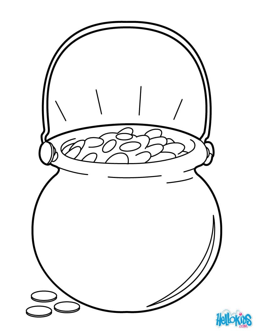 Pot O Gold Cauldron Image For Kids Coloring Page