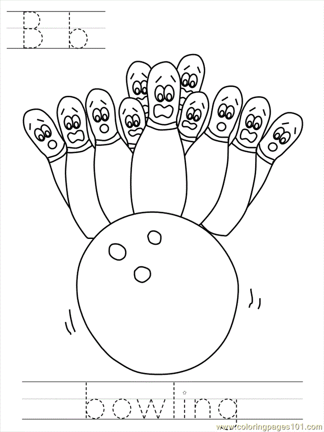 Printable Bowling Cute Coloring Page