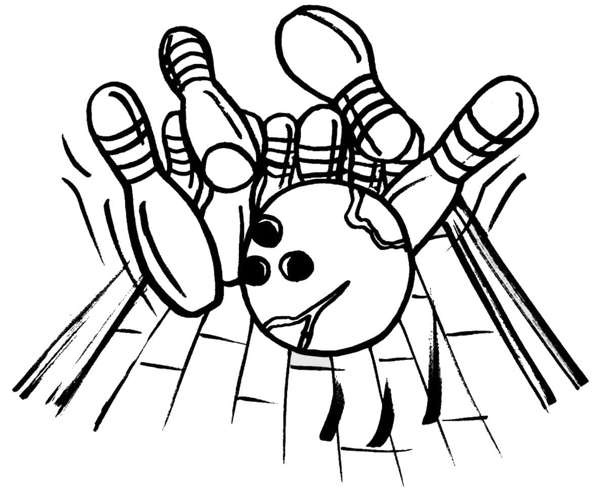 Printable Bowling Strike Coloring Page