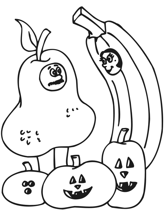 Printable Halloween Fruit Costumes For Children Coloring Page