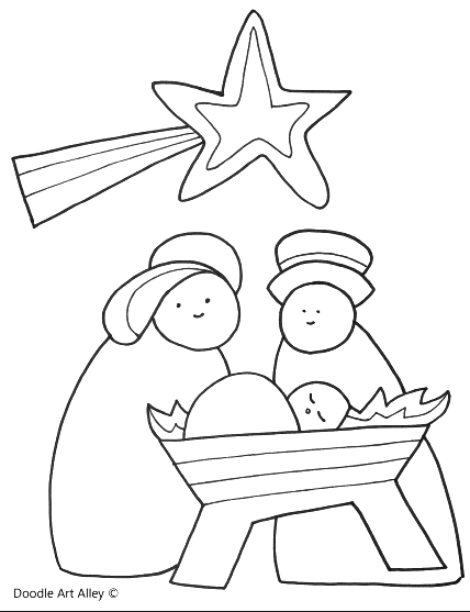 Religious Christmas Cute Image Coloring Page