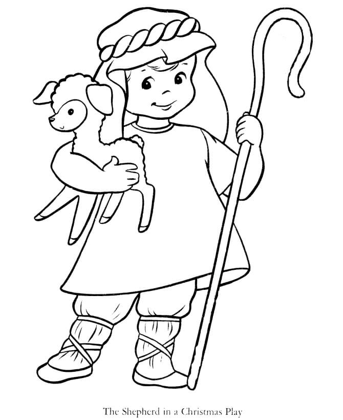 Religious Christmas Cute Picture Coloring Page
