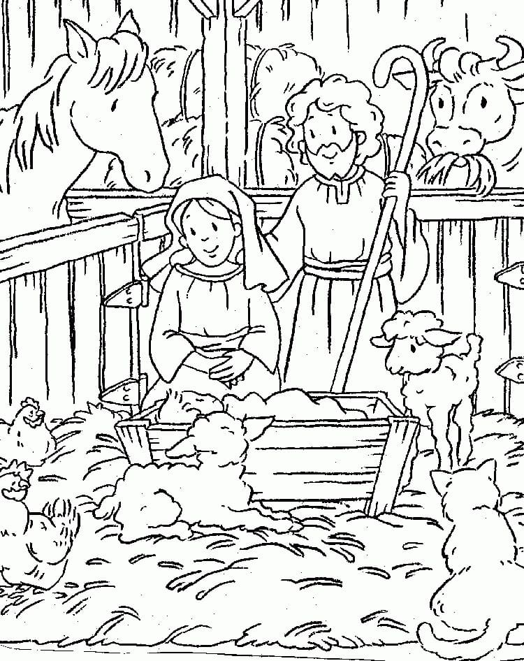 Religious Christmas For Children Image Coloring Page