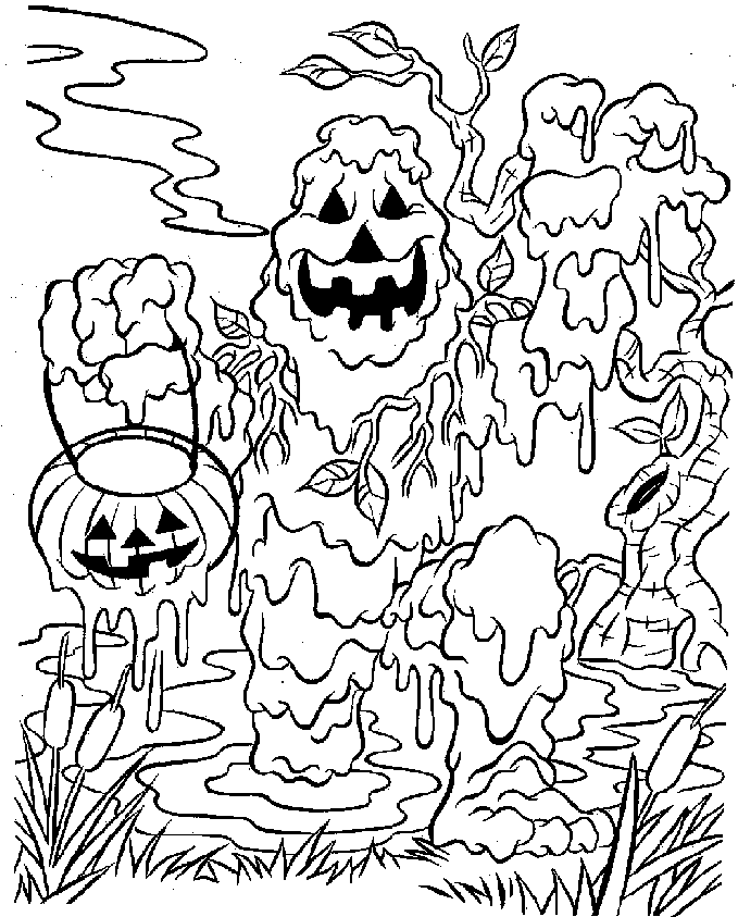 Scary Halloween For Children Coloring Page