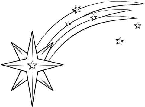 Shooting Star Image For Kids Coloring Page