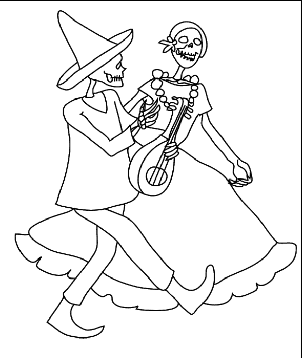 Skeleton Funny Coloring Page