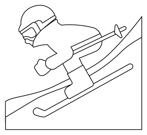 Skier Emoji Image Coloring Page