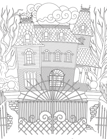 Spooky Haunted House Coloring Sheet