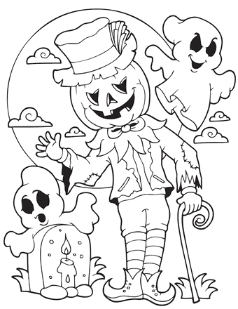 Spooky Jack O’lantern Scarecrow With Ghosts