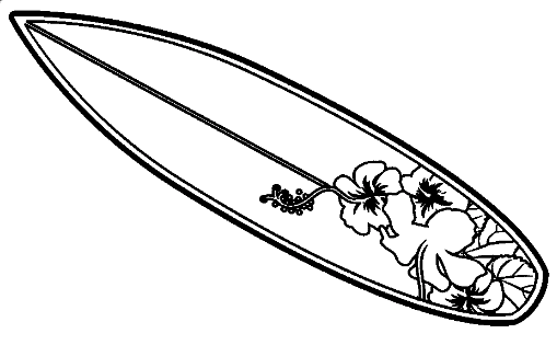 Surfboard Flowers Coloring Page