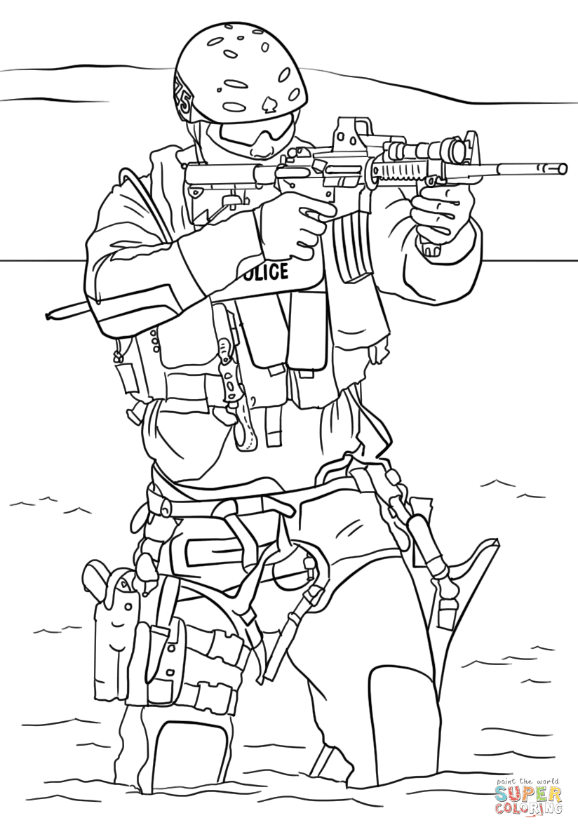 Swat Police Coloring Page