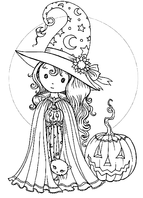 Sweet Halloween Picture Coloring Page
