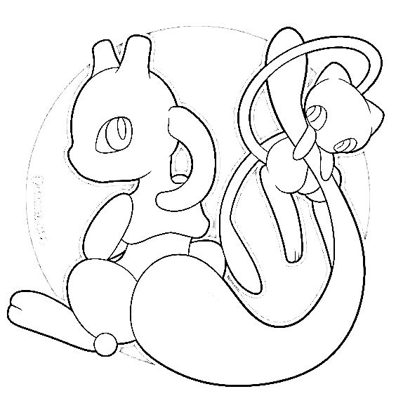Sweet Mewtwo Image For Children Coloring Page