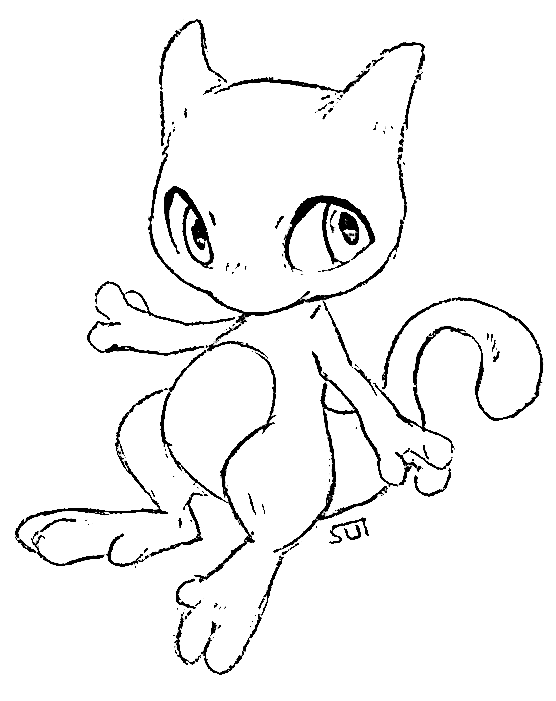 Sweet Mewtwo Image Coloring Page