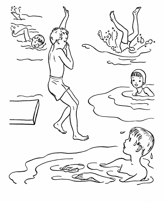 Swimming Water Sports Coloring Page