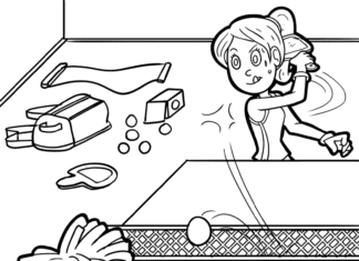 Table Tennis Match For Children Coloring Page